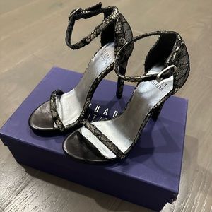 Stuart Weitzman Nudist Black Sugar Lace Sandals
